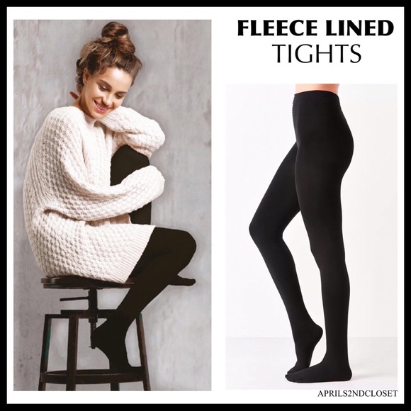 BLACK FLEECE LINED TIGHTS COZY FOOTED TIGHTS A3C - Picture 14 of 14